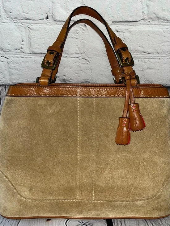 Vintage Y2K Coach Hampton Suede Tassel Leather Satchel Shoulder Bag (Style 7476) - Picture 3 of 15